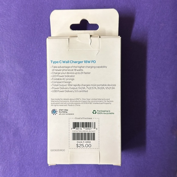 Type C Wall Charger 18w PD - Picture 2 of 3